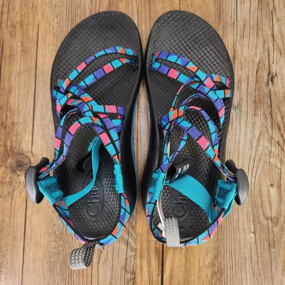Chaco ZX/1 Ecotread Kids Sz 4M Break Teal Colorful Strappy Beach Sandals J180264